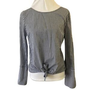 Max Jeans Gingham Blouse, Black & White